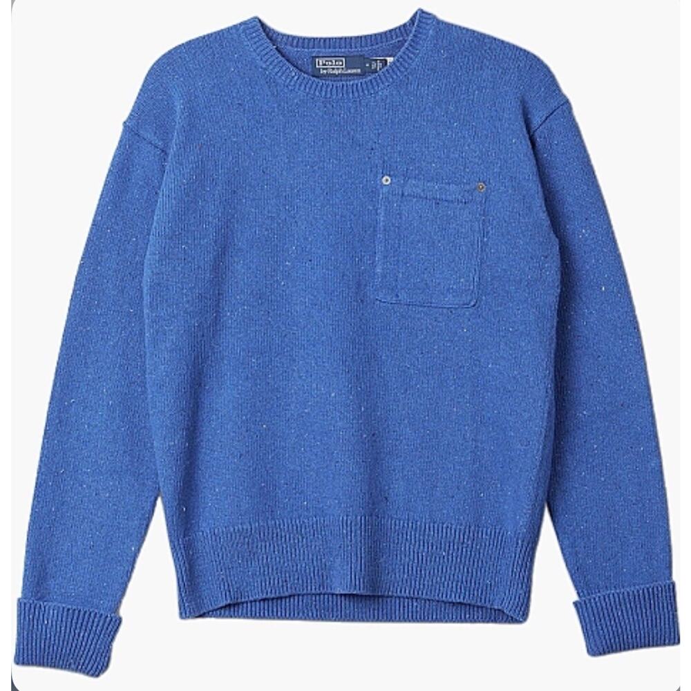 Polo Ralph Lauren Country RRL Crewneck Pocket Blue Sweater MENS Medium New
